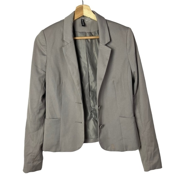 H&M Divided Taupe Gray Two Button Office Blazer 8 - Picture 1 of 4